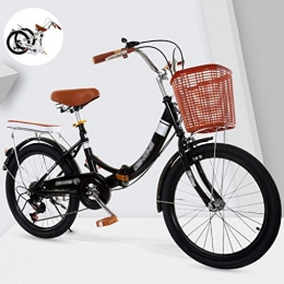 YYSD Bicicleta Bicicleta Plegable para Hombres y Mujeres, Bicicleta Retro de Ciudad con Frenos de Disco Dobles de Velocidad Variable para Trabajo Ligero con Luces Traseras y Canasta para Automóvil(20 / 22 / 24 Pulgada