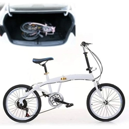 SHIOUCY Bicicleta Bicicleta plegable plegable con freno en V, 20 pulgadas, 7 velocidades, color blanco