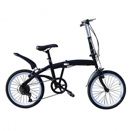 TFCFL Bicicleta Bicicleta plegable plegable de 20 pulgadas, de acero al carbono, 7 velocidades, carga de 90 kg, doble freno en V, color negro