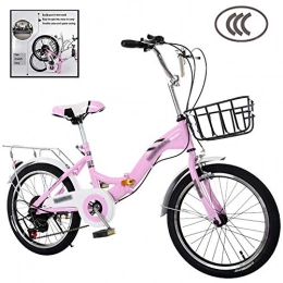 Rong Bicicleta Bicicleta Plegable Porttil con Cuerpo De Aleacin De Aluminio Liviano Bicicleta De Doble Velocidad De Freno para Viajar Unisex 18 Pulgadas (Color: Rosa)