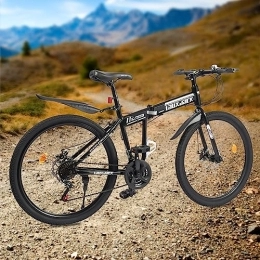 Aohuada Bicicleta Bicicleta plegable premium de 26 pulgadas, 21 velocidades, bicicleta plegable unisex para adultos, bicicleta de montaña, bicicleta juvenil, doble freno de disco delantero y trasero, para montaña,