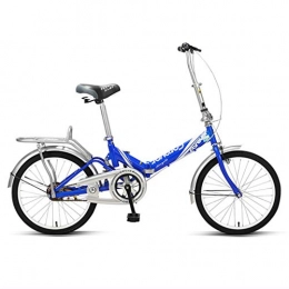 Bicicletas Plegables Bicicletas 20 Pulgadas Plegable Adulto Sola Velocidad Carretera de la Ciudad Alto Contenido de Carbono Marco de Acero (Color : Blue, Size : 20inches)