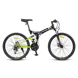 LLF Bicicleta Bicicletas, Bicicleta Plegable De 24 Pulgadas, 24 Velocidades Variable Velocidad Doble Amortiguador Bicicleta De Montaña, Adulto Ordinario Bicicleta Para Hombre Mujer Adolesce(Size:24inch, Color:Verde)