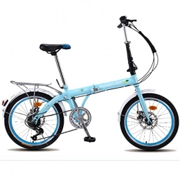 CCLLA Plegables Bicicletas de montaña Bicicleta de Velocidad Plegable de 20 Pulgadas - Coche de cercanías Urbano portátil para Hombres y Mujeres, Azul