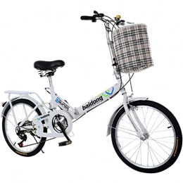 CCLLA Plegables Bicicletas de montaña Bicicleta Plegable Bicicleta portátil de una Velocidad Bicicleta de Estilo Libre para Estudiantes Adultos Ciudad Commuter con Cesta, Blanco
