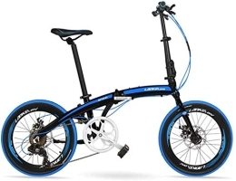 GJZM Plegables Bicicletas de montaña Bicicleta plegable de 7 velocidades Adultos Unisex 20 Bicicletas plegables ligeras Cuadro de aleación de aluminio Bicicleta plegable portátil ligera Blanco 5 radios-radios_Azul
