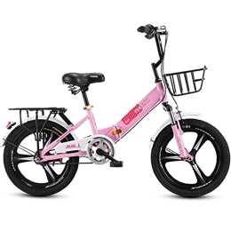  Bicicleta Bicicletas De Montaña Bicicleta Plegable para Niños Rueda De Una Pieza para Niñas De 6 A 10 Años Coche De Escuela Primaria, Rosa, con Cesta para Montar Al Aire Libre