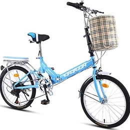 Bicicletas De Montaña Bicicleta Plegable Velocidad Variable Hombre Mujer Adulto Estudiante Ciudad Commuter Bicicleta Deportiva Al Aire Libre con Cesta,Azul