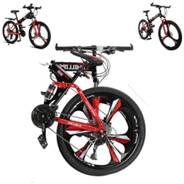 GUOE-YKGM Bicicleta Bicicletas de Montaña For Adultos, 26 Pulgadas, Llantas de 3 Spoke 24 de Bastidor de Suspensión Engranajes Velocidad Del Freno de Disco Completa Bicicletas MTB Acero de Alto Carbono Carretera Plegable