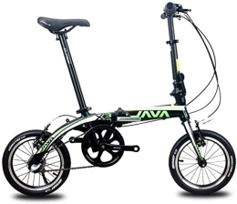 GJZM Plegables Bicicletas de montaña Mini bicicletas plegables 14 3 velocidades Bastidor reforzado súper compacto Bicicleta de viaje Bicicleta ligera portátil de aleación de aluminio Bicicleta plegable Gris-Verde