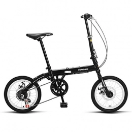 Bicicletas Bicicleta Bicicletas de Velocidad Variable Plegable for Adultos 16 Pulgadas porttil Hombres y Las Mujeres Mini, Plegado 10 Segundos rpido (Color : Black, Size : 16inches)