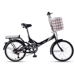 Bicicletas Bicicleta Bicicletas Plegable 20 Pulgadas For Adultos Velocidad Variable Ligeras For Estudiantes Porttiles (Color : Black, Size : 20 Inches)