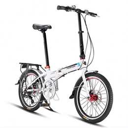 Bicicletas Plegables Bicicletas Plegable 20 Pulgadas Sola Velocidad Adulto fcil Llevar Unisex de 7 velocidades (Color : Blanco, Size : 20inches)