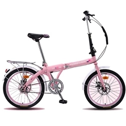 Bicicletas Plegables Bicicletas Plegable De 20 Pulgadas Ligera para Adultos Estudiantes Carretera Freno De Disco Doble Mecánico (Color : Pink, Size : 20 Inches)