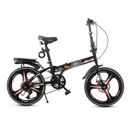 Bicicletas Plegable For Adultos De 20 Pulgadas Porttiles Ultraligeras Velocidad Variable (Color : Black, Size : 20 Inches)