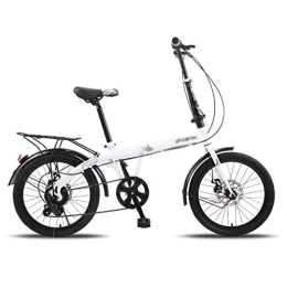 Bicicletas Plegables Bicicletas Plegable For Adultos De 20 Pulgadas Velocidad For Estudiantes Ligera For Estudiantes (Color : Blanco, Size : 20inches)