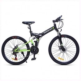 Bicicletas Bicicleta Bicicletas Plegable montaña Adulto Variable de Velocidad 24 Pulgadas Hombres y Mujeres cruzan pas Amortiguador (Color : Green, Size : 24inches)