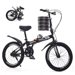Carz Plegables Bicicletas Plegables, Bicicleta Plegable Portátil Ultraligera para Adultos con Canasta, Manillar Y Asiento Ajustables, Adecuado para Adolescentes Y Adultos （20 Pulgadas）
