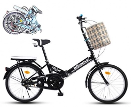 LCAZR Plegables Bicicletas Plegables De 16 / 20 Pulgadas para Mujer, Marco De Acero De Alto Carbono, Doble Suspensión Ligera Bicicleta Plegable Urbana para Estudiante Unisex / Negro / 16in