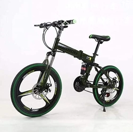  Plegables Bicicletas Plegables para Bicicleta de montaña de 20", con Freno de Disco Doble de 3 radios, suspensión Total, Antideslizante, Horquilla de suspensión (Color: Verde)