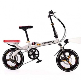 Bidetu Plegables Bidetu Bicicleta Plegable De 16 Pulgadas De Aluminio para Unisex Adultos, Niños, Viaje Urban Bici Ajustables Manillar Y Confort Sillin, Capacidad 120kg / White / 16in