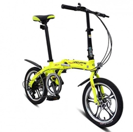 Bidetu Plegables Bidetu Bicicleta Plegable De 16 Pulgadas De Aluminio para Unisex Adultos, Niños, Viaje Urban Bici Ajustables Manillar Y Confort Sillin, Folding Pedales, Capacidad 110kg / Yellow