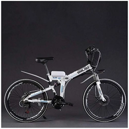 BNMZX Bicicleta BNMZX Ciclomotor Plegable elctrico de la Bici de montaña de la Ciudad de la Ciudad, batera de Litio 48v Coche de batera del Poder de 26 Pulgadas, White-Retro Spoke Wheel