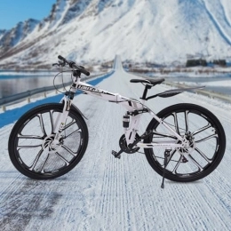 Brride Bicicleta Brride Bicicleta de montaña plegable de 26 pulgadas, bicicleta de montaña para adultos, bicicleta de 21 velocidades, marco de suspensión y amortiguador, acero al carbono, freno de disco, bicicleta de