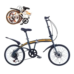 CADZ Bicicleta CADZ Bicicleta Plegable de 20 Pulgadas, autoportante para Carretera y Carretera de montaña, 7 velocidades, Mini Bicicleta compacta para Ciudad, Velocidad Variable Plegable, Gris y Blanco