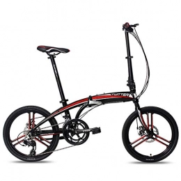 CCVL Bicicleta CCVL - Bicicleta plegable para adultos y niños, ultraligera, portátil, para viajes, para montar en la ciudad, negro y rojo, 20 pulgadas