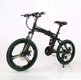 Ceiling - Bicicleta de montaña plegable para adulto, BMX, 20 pulgadas, incluye 3 radios, doble freno de disco, suspensión antideslizante total, horquilla amortiguada (color: verde)