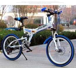 Comooc Bicicleta Comooc Bicicleta Plegable, Bicicleta de montaña de Velocidad Variable para niños de 22 Pulgadas-Blanco_Azul