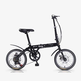 BEIGOO Plegables Confort Bicicleta Plegable, 6 Velocidades Freno De Disco, Resistente Y Ligero De Las Mujeres Folding Bike, 16 Pulgadas Mini Fácil Transporte Bicicleta Desplazamientos Unisex Adulto-negro-16Pulgadas