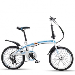CXSMKP Plegables CXSMKP 20 Pulgadas Bicicleta Plegable para Adultos Hombres Y Mujer Adolescentes con Freno V Portabultos, 6 Velocidades Mini Ligero Bicicleta Plegable para Estudiante Oficina Trabajador Urbano, Azul