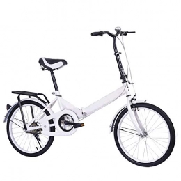 CXSMKP Plegables CXSMKP 20 Pulgadas Bicicleta Plegable para Adultos Hombres Y Mujer Adolescentes con Freno V Portabultos, 6 Velocidades Mini Ligero Bicicleta Plegable para Estudiante Oficina Trabajador Urbano, Blanco