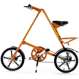 D&XQX Plegables D&XQX Bicicleta Plegable de 16 Pulgadas, Ciclismo de cercanías Bicicleta Plegable Estudiante Adulta Mujer Bicicleta de Coche Cuadro de Aluminio Ligero Absorción de Impactos 165x180cm, Naranja