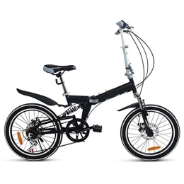 D&XQX Plegables D&XQX Bicicleta Plegable de 20 Pulgadas, Ciclismo de cercanías de 6 velocidades Bicicleta Plegable Estudiante Adulto de Mujer Bicicleta de Coche Marco de Aluminio Ligero Absorción de Choque, Negro