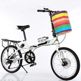 D&XQX Bicicletas Plegables, 20 Pulgadas Ultra Ligero Velocidad Variable portátil Plegable para Bicicleta Masculino Pequeño Estudiante de Bicicletas Luz de Trabajo Entre Las Mujeres Adultas,Blanco