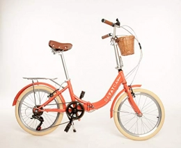 Da'FatCat Bicicleta Da'FatCat Bicicleta Plegable de diseo 'Dorothy 1939', Modelo Coral, 6 velocidades Shimano, neumticos 20", Vintage, con Cesta, Adulto, Unisex