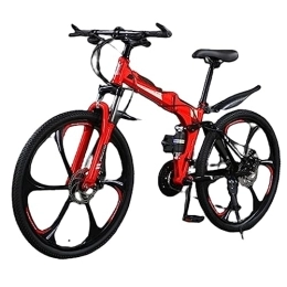 DADHI Bicicleta DADHI Bicicleta de montaña Plegable, Bicicleta para Exteriores de Velocidad Variable, Freno de Disco mecánico Sensible, fácil Montaje, para Hombres / Mujeres (Red and Black 24 Speed)