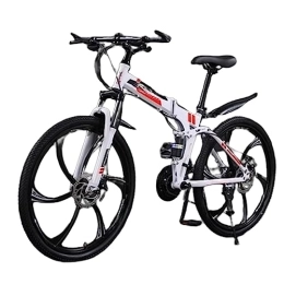 DADHI Bicicleta DADHI Bicicleta de montaña Plegable, Bicicleta para Exteriores de Velocidad Variable, Freno de Disco mecánico Sensible, fácil Montaje, para Hombres / Mujeres (White and Red 30 Speed)