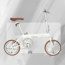 DELURA Bicicleta Plegable Urbana, Bicicleta Plegable para Desplazamientos, Bicicleta de 14 Pulgadas, Adultos, Adolescentes, Hombres, Mujeres, Niños y Niñas (Size : White)