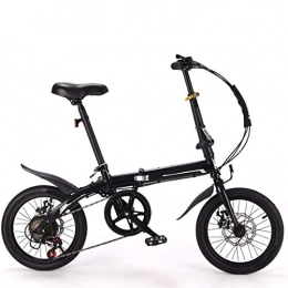 DFKDGL Plegables DFKDGL Bicicleta de ciudad plegable ligera de 40, 64 cm, bicicleta de ciudad portátil con defensa, freno de disco y cómodo sillín plegable (color: rosa, tamaño: 40, 64 cm)