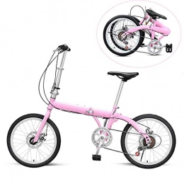 DFKDGL Bicicleta DFKDGL Bicicleta plegable de 16 pulgadas para adultos estudiantes y mujeres bicicleta pequeña mini variable de 6 velocidades portátil viajero crucero bicicleta (color: rosa, tamaño: 16 pulgadas)