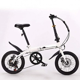 DFKDGL Plegables DFKDGL - Bicicleta plegable ligera de 16 pulgadas, bicicleta de ciudad, portátil para mujer con defensa, freno de disco y cómodo sillín plegable (color: rosa, tamaño: 16 pulgadas)
