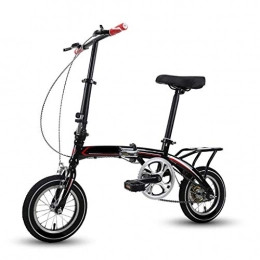 DFKDGL Bicicleta DFKDGL Bicicletas plegables compactas para mujeres, ligera y de una sola velocidad, aleación de aluminio, fácil de doblar, ruedas de 12 pulgadas, bicicletas plegables (color negro)