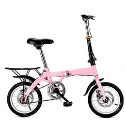 DFKDGL Plegables DFKDGL - Mini bicicleta plegable de 16 / 12 pulgadas, para hombres y mujeres, niños y estudiantes, ultraligero, portátil, de una sola velocidad, para viajar al trabajo (color: rosa (35, 5 cm)
