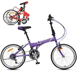 DGPOAD Plegables DGPOAD 20 Pulgadas Bici para Adulto, Bicicleta Juvenil Plegable para Niños y Niñas, 21 Velocidades Bici para Hombre y Mujerc, Montar al Aire Libre / Púrpura