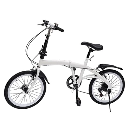 DiLiBee Plegables DiLiBee Bicicleta plegable de 20 pulgadas, unisex, 7 marchas, plegable, doble freno en V, acero al carbono, color blanco