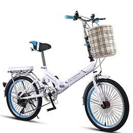 DODOBD Plegables DODOBD Bicicleta Plegable Bikes, Bicicleta Plegable Cuadro Aluminio Ruedas, Bicicleta Retro de Ciudad para Trabajo Ligero con Luces Traseras y Canasta para Automóvil